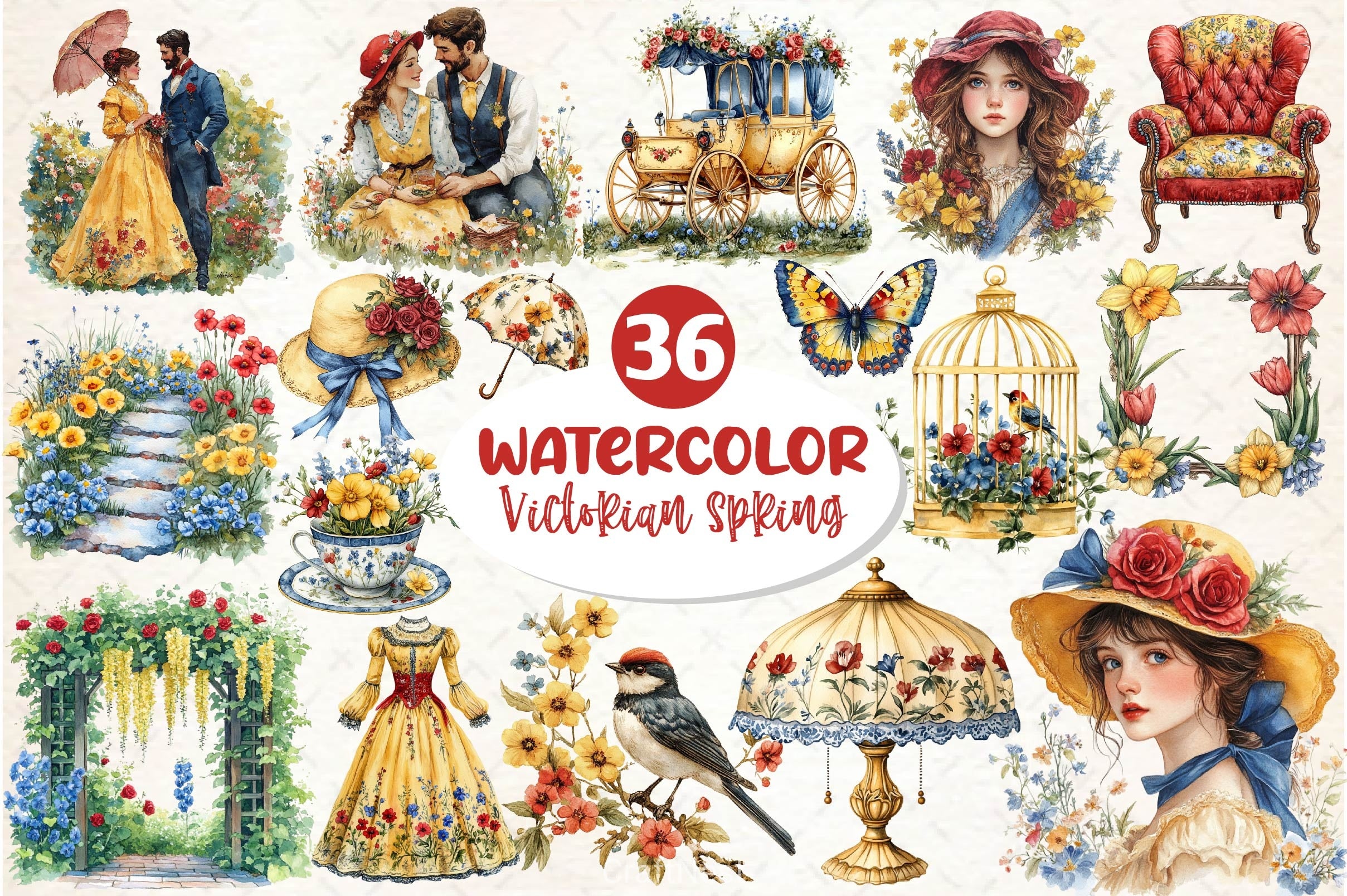 Beautiful Victorian Spring Clipart Bundle 5 - CraftNest - Digital Crafting and Art