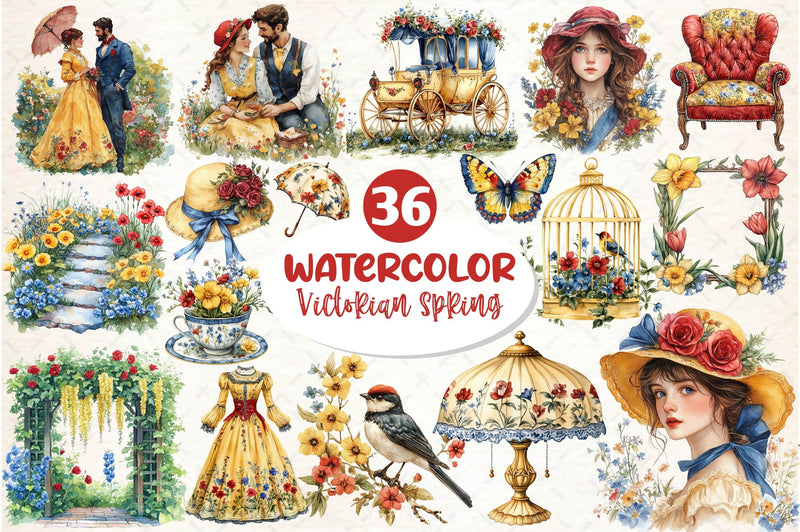 Beautiful Victorian Spring Clipart Bundle 5 - CraftNest - Digital Crafting and Art