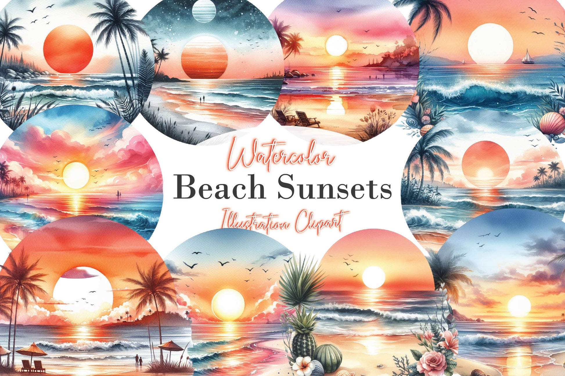 Beach Sunsets Clipart Bundle - CraftNest - Digital Crafting and Art