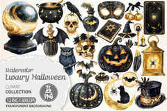 Luxury Black And Gold Halloween Clipart Bundle - CraftNest - Digital Crafting and Art