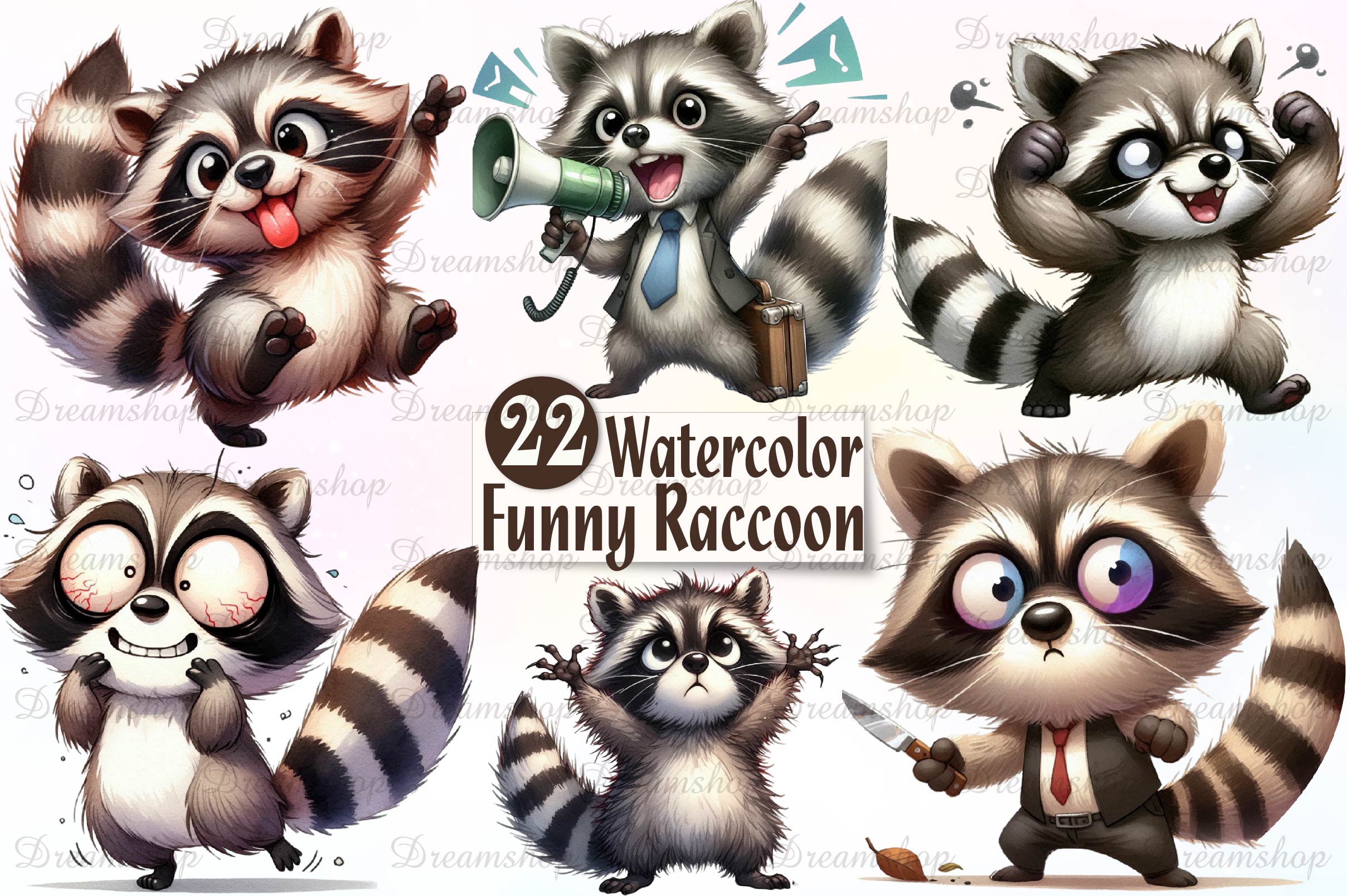 Funny Raccoon Clipart Bundle - CraftNest - Digital Crafting and Art