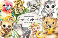 Cute Tropical Animal Friends Clipart Bundle - CraftNest - Digital Crafting and Art
