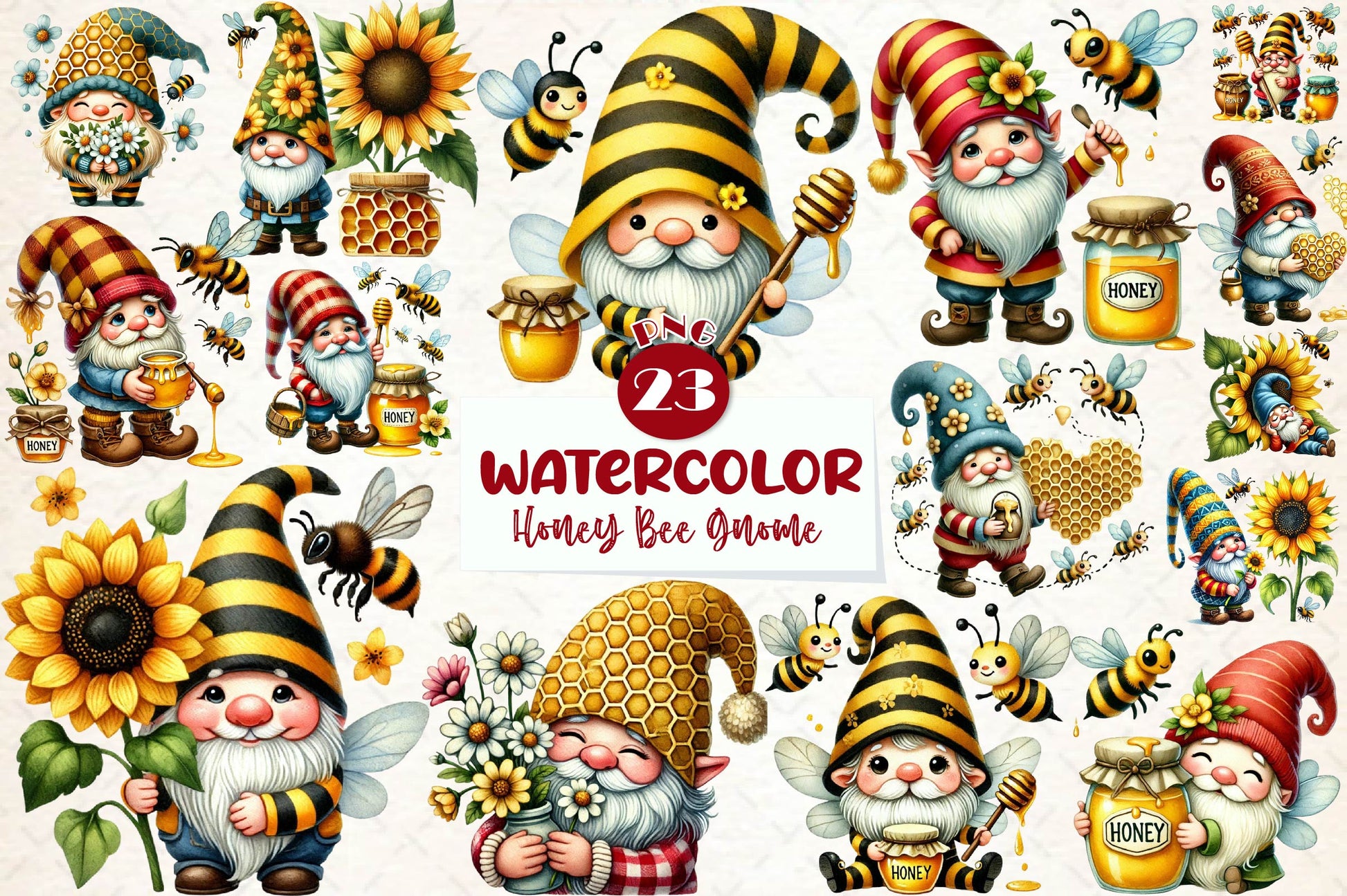 Honey Bee Gnome Clipart Bundle 2 - CraftNest - Digital Crafting and Art
