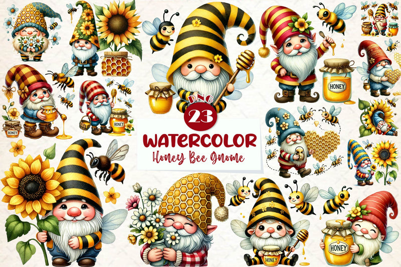 Honey Bee Gnome Clipart Bundle 2 - CraftNest - Digital Crafting and Art