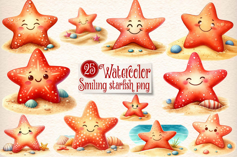 Smiling Starfish Beach Clipart Bundle - CraftNest - Digital Crafting and Art