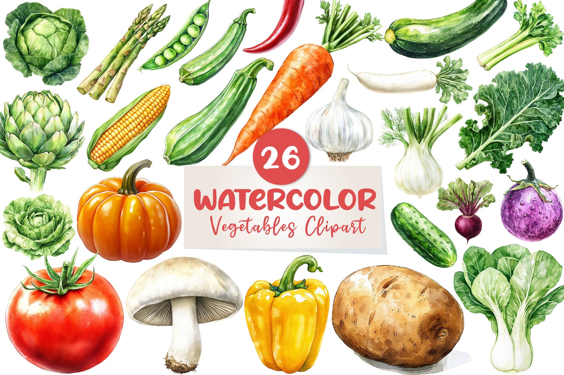 Vegetables Clipart Bundle 1 - CraftNest - Digital Crafting and Art