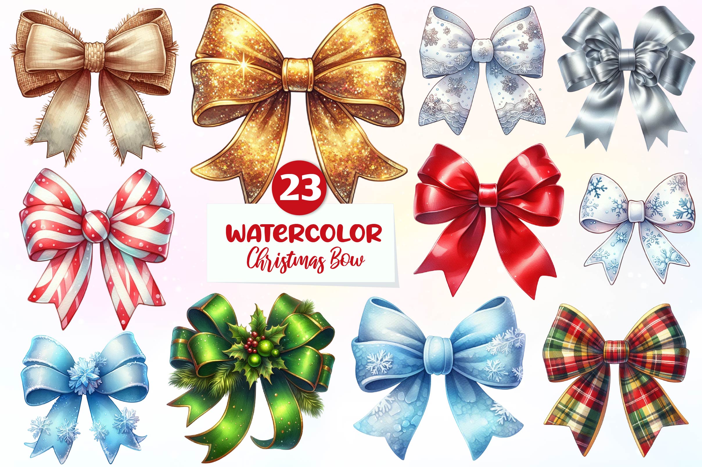 Christmas Bow Clipart Bundle 1 - CraftNest - Digital Crafting and Art