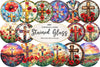 Round Poppy & Cross Faux Stained Glass Clipart Bundle