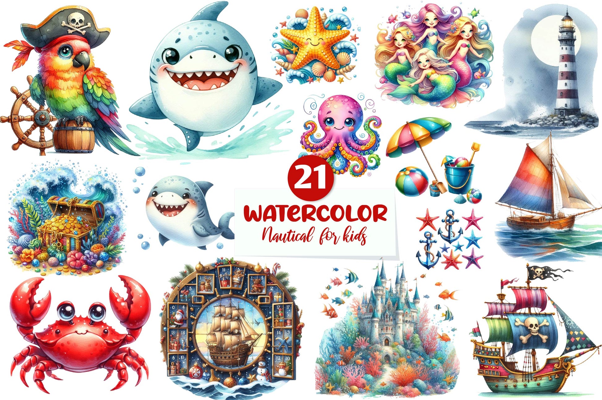 Nautical For Kids Clipart Bundle - CraftNest - Digital Crafting and Art