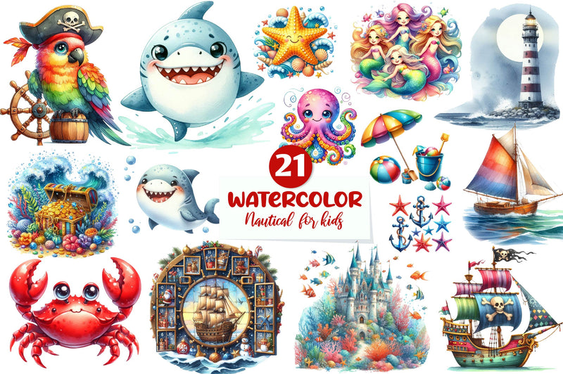 Nautical For Kids Clipart Bundle - CraftNest - Digital Crafting and Art