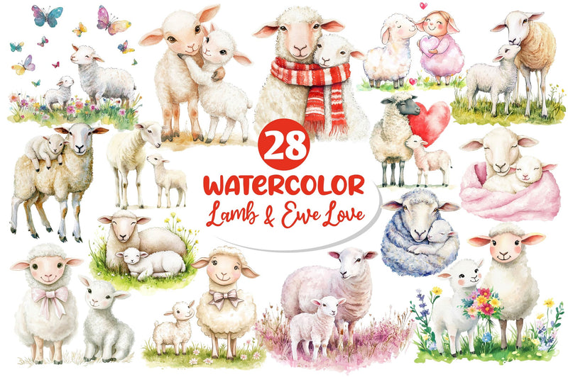 Lamb Ewe Love Clipart Bundle 2 - CraftNest - Digital Crafting and Art