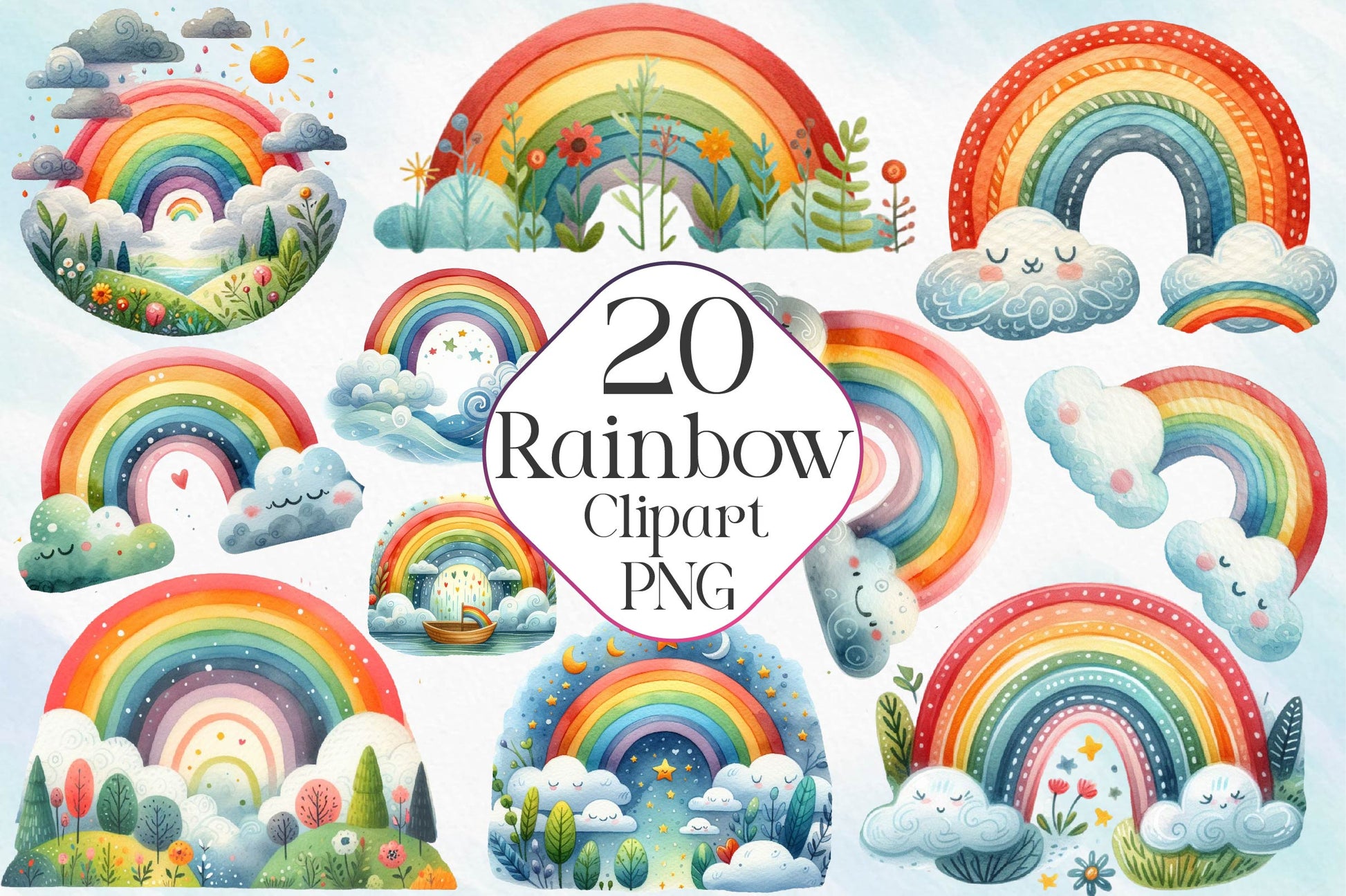 Set Of Rainbow Clipart Bundle - CraftNest - Digital Crafting and Art