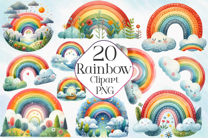 Set Of Rainbow Clipart Bundle - CraftNest - Digital Crafting and Art