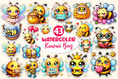 Kawaii Cute Bee Stickers Sticker Clipart Bundle - CraftNest - Digital Crafting and Art
