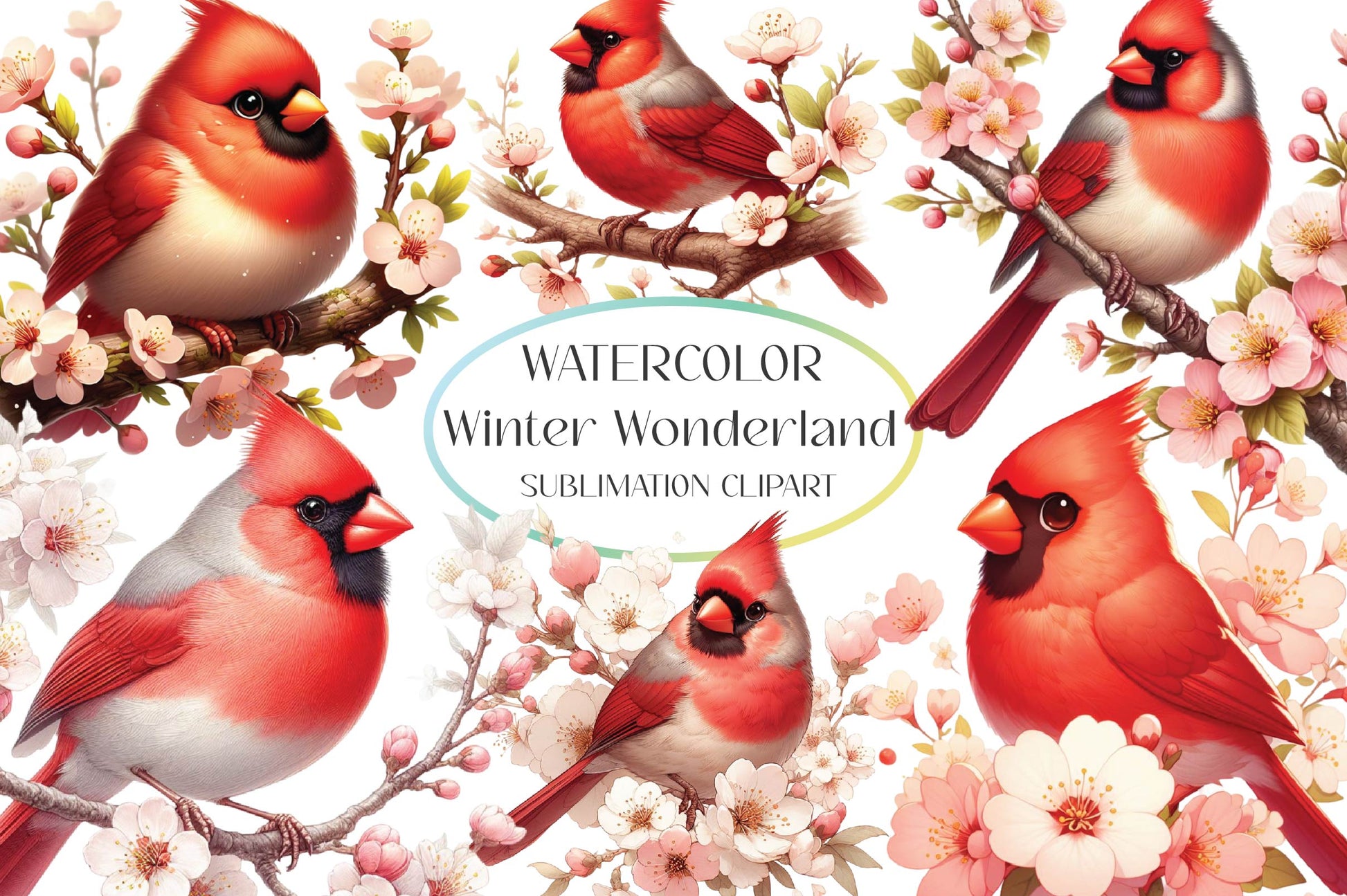 Winter Wonderland Cardinal Clipart Bundle - CraftNest - Digital Crafting and Art