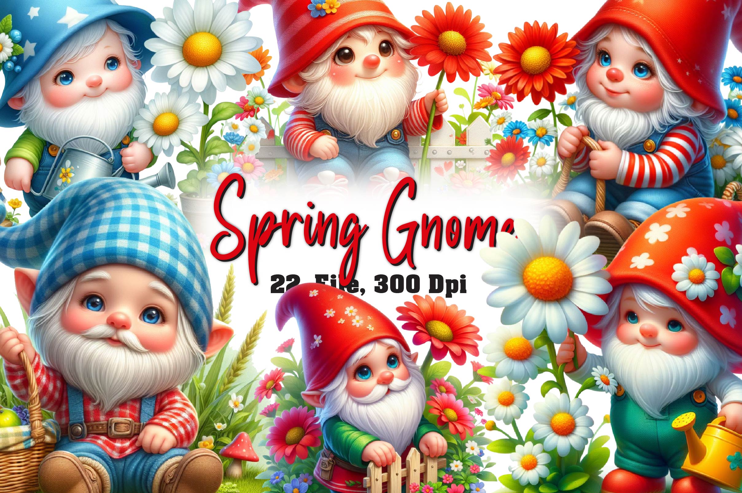 Spring Gnome Clipart Bundle 1 - CraftNest - Digital Crafting and Art