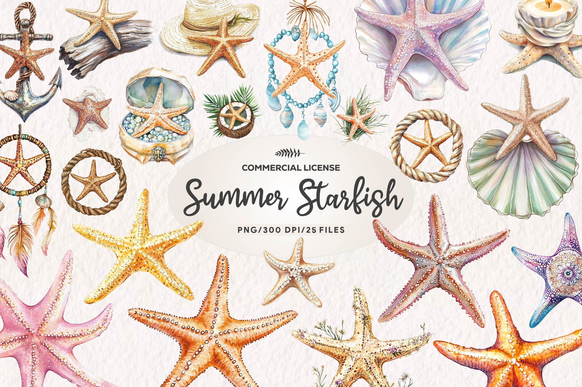 Summer Starfish Clipart Bundle - CraftNest - Digital Crafting and Art