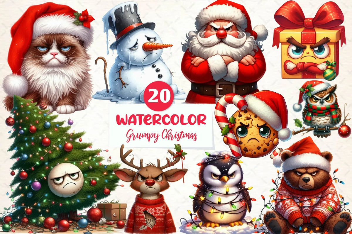 Xmas Grumpy Grumpy Christmas Clipart Bundle