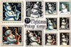Christmas Snowman Postage Stamps Clipart Bundle