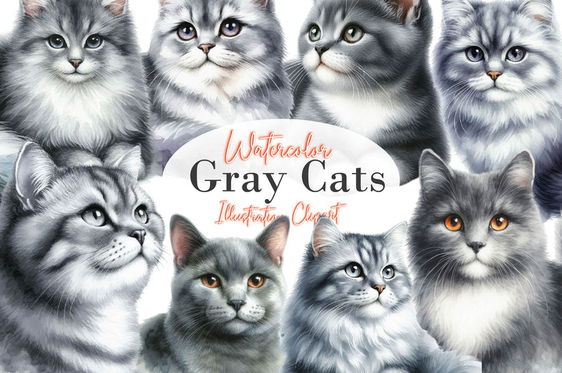 Gray Cats Clipart Bundle - CraftNest - Digital Crafting and Art