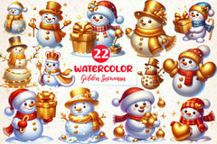 Golden Snowman Clipart Bundle - CraftNest - Digital Crafting and Art