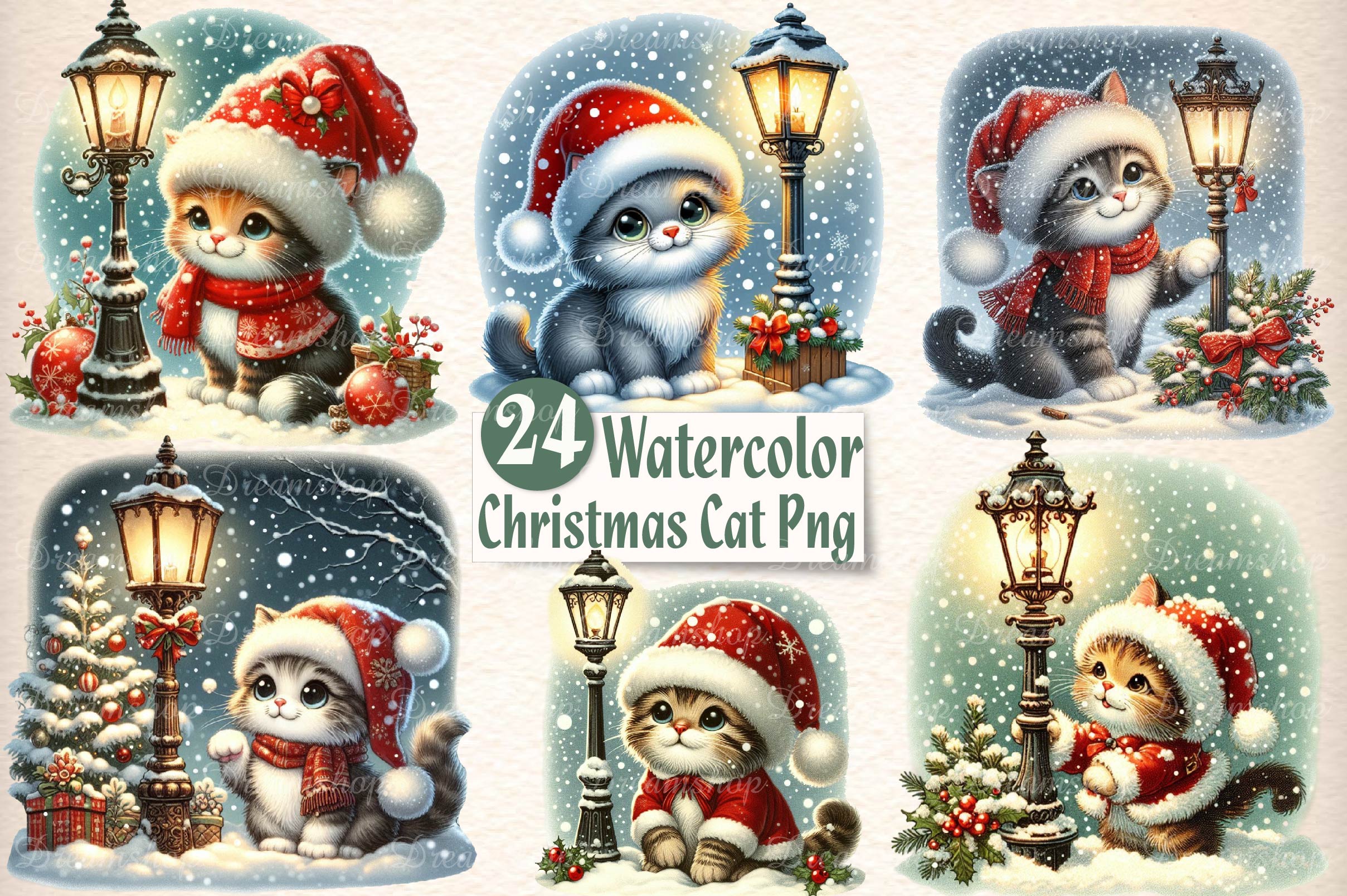 Christmas Cat Clipart Bundle 2 - CraftNest - Digital Crafting and Art