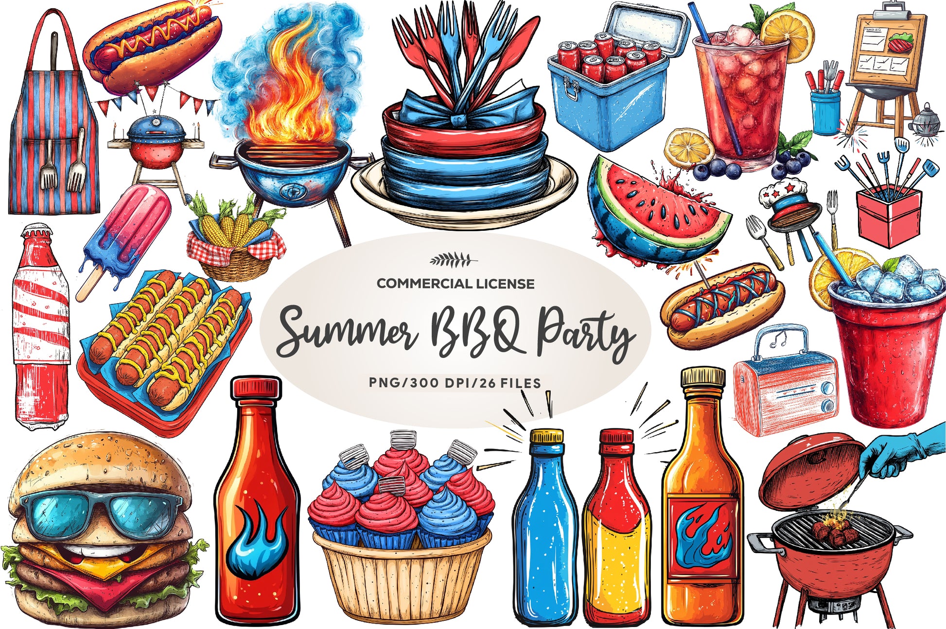 Summer BBQ Party Clipart Bundle - CraftNest - Digital Crafting and Art