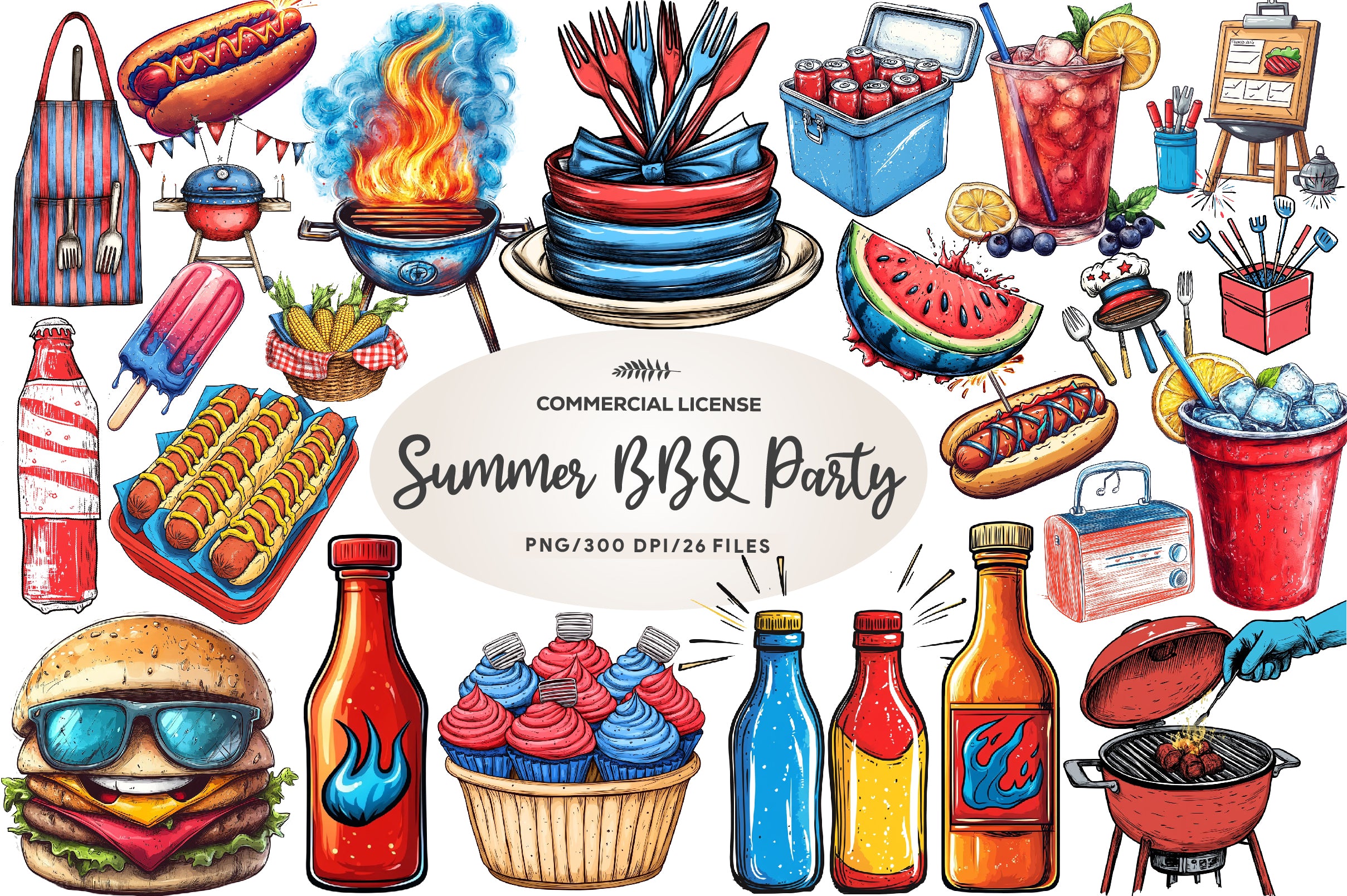 Summer BBQ Party Clipart Bundle - CraftNest - Digital Crafting and Art