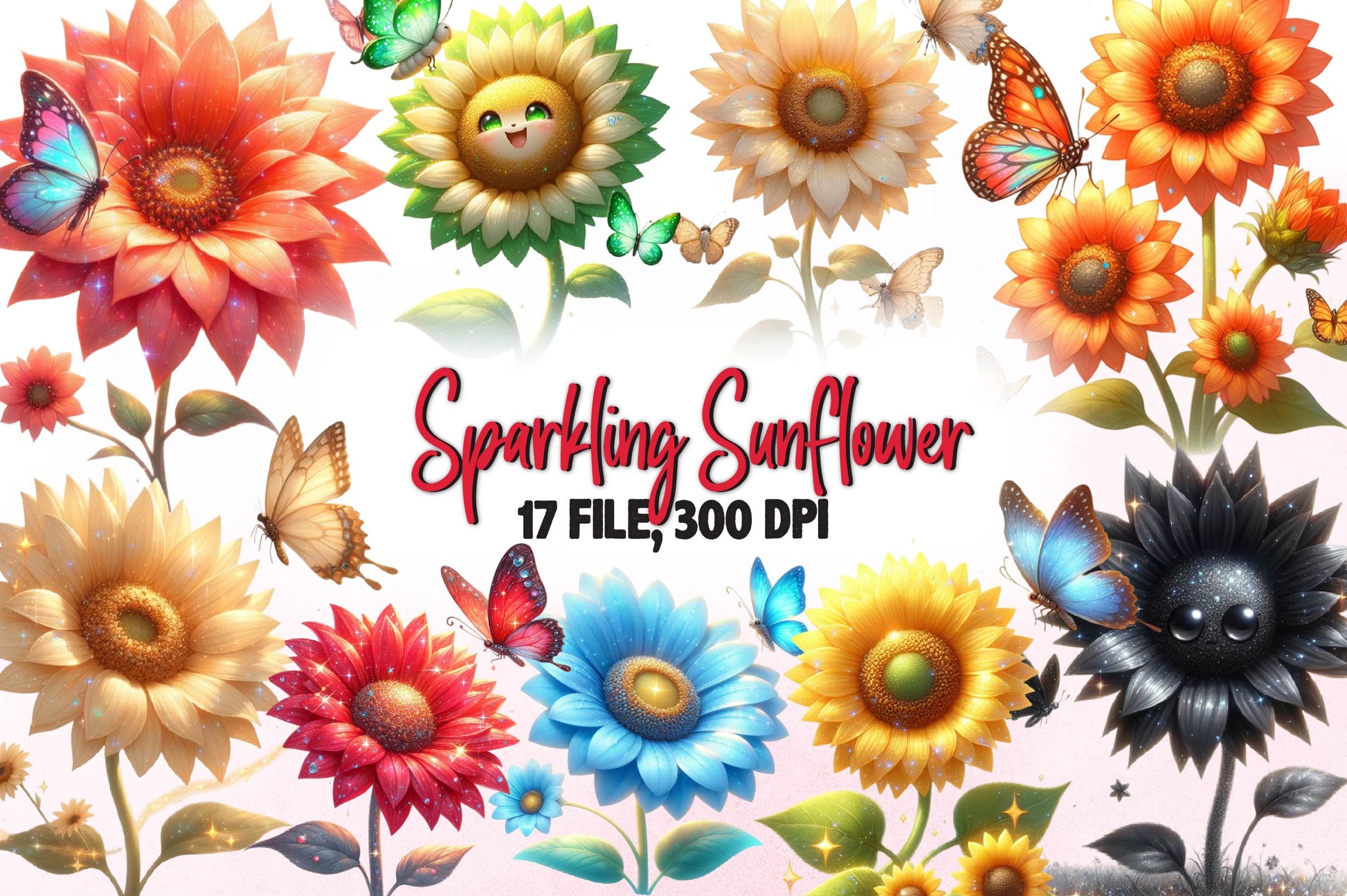 Sparkling Sunflower Clipart Bundle - CraftNest - Digital Crafting and Art