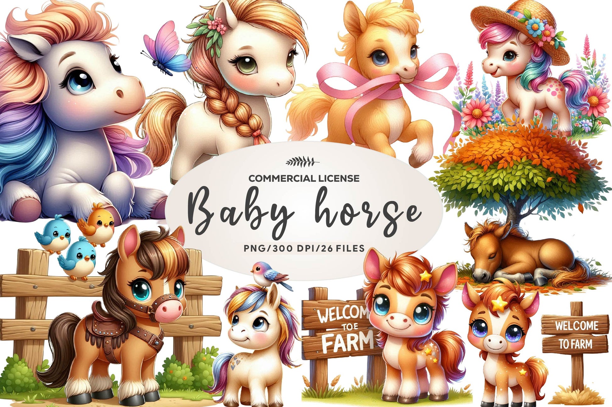 Baby Horse Clipart Bundle - CraftNest - Digital Crafting and Art
