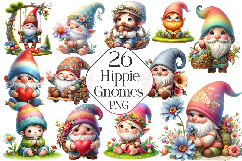 Hippie Gnomes Clipart Bundle - CraftNest - Digital Crafting and Art