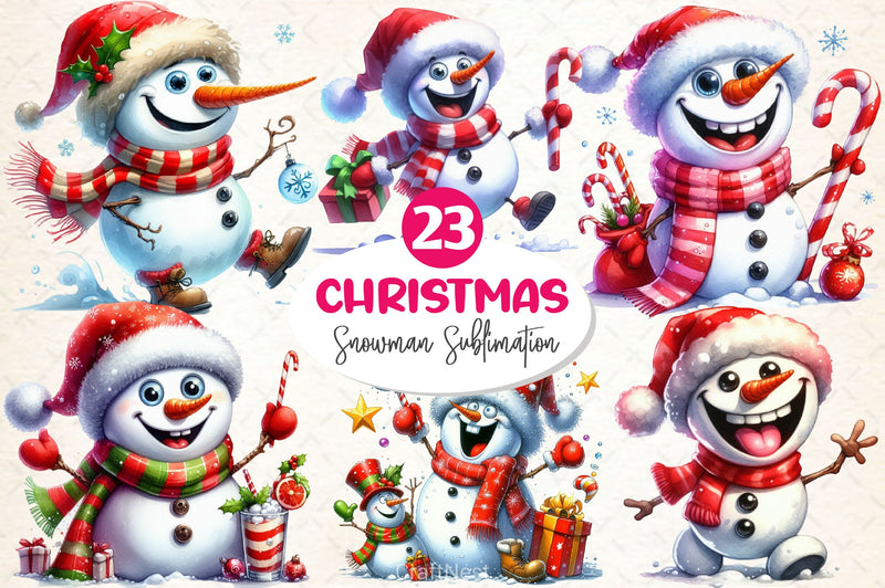 Funny Christmas Snowman Clipart Bundle 3 - CraftNest - Digital Crafting and Art