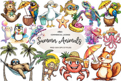 Beachy Summer Animals Clipart Bundle - CraftNest - Digital Crafting and Art