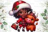 African American Christmas Girl Clipart Bundle 10