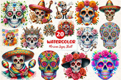 Mexican Sugar Skull Clipart Bundle - CraftNest - Digital Crafting and Art