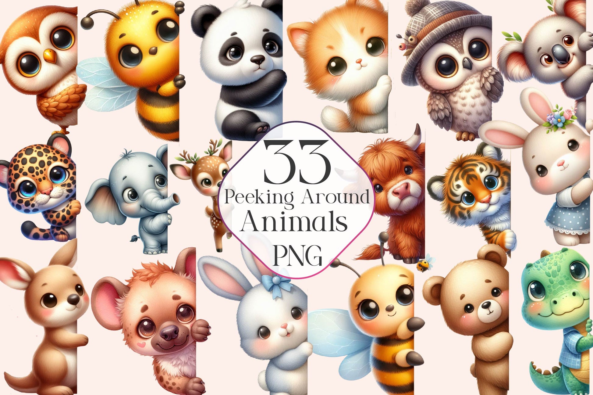 Animals Peeking Around Corner Clipart Bundle - CraftNest - Digital Crafting and Art