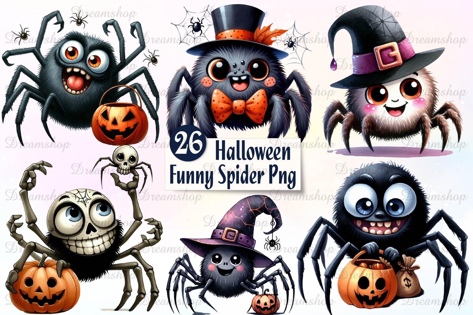 Halloween Funny Spider Clipart Bundle - CraftNest - Digital Crafting and Art