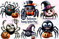 Halloween Funny Spider Clipart Bundle - CraftNest - Digital Crafting and Art
