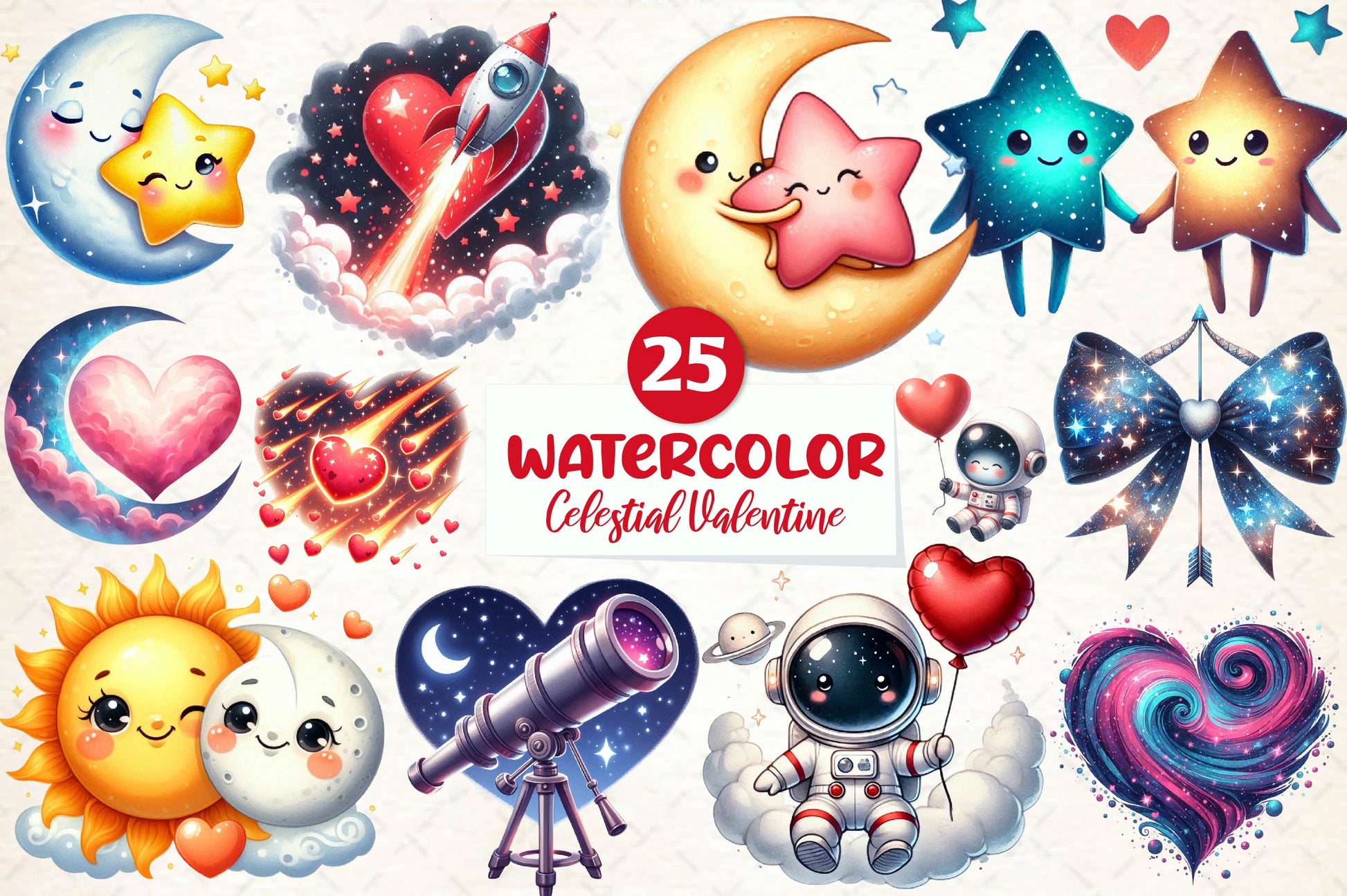 Celestial Valentine Clipart Bundle - CraftNest - Digital Crafting and Art