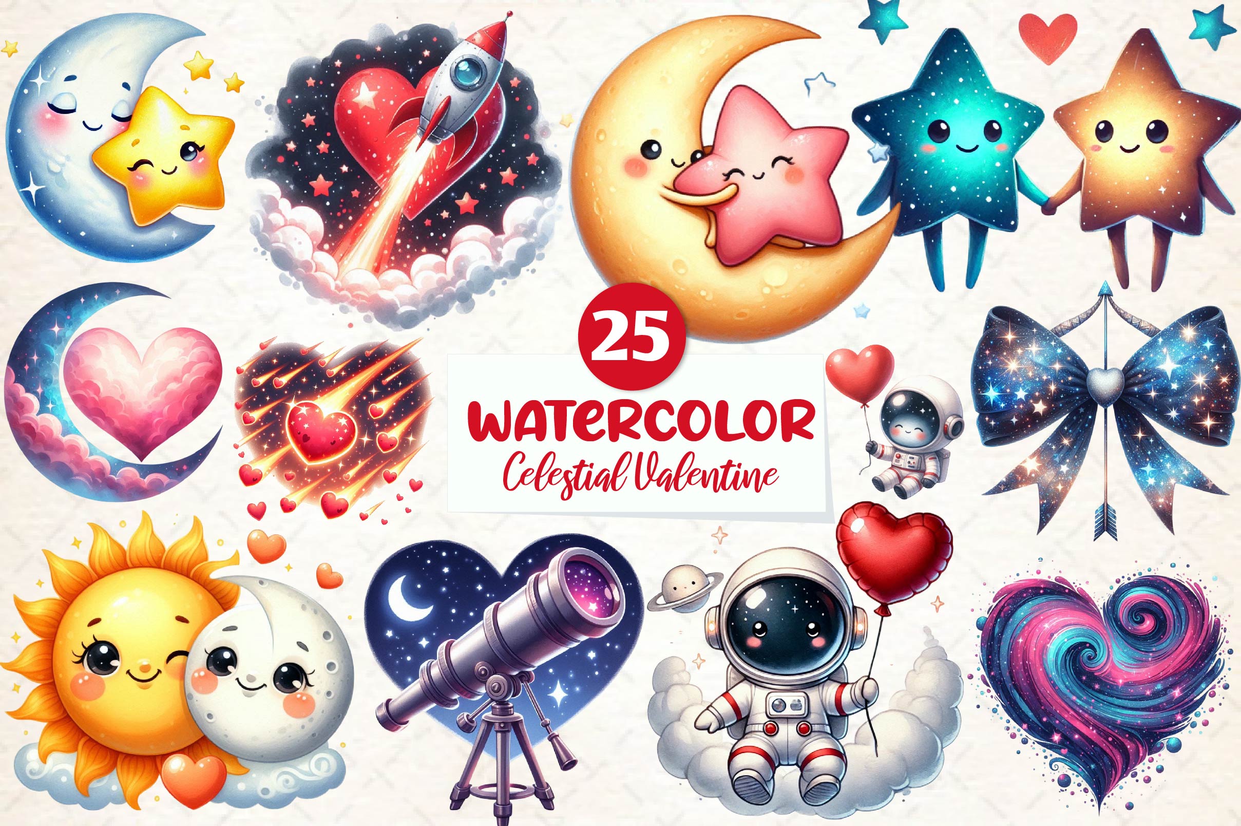 Celestial Valentine Clipart Bundle - CraftNest - Digital Crafting and Art