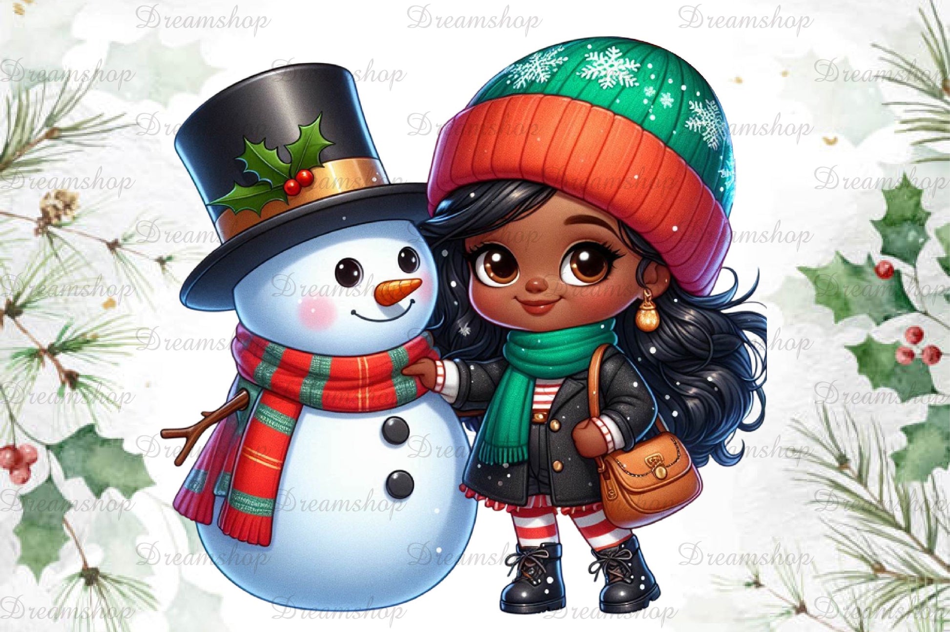 African American Christmas Girl Clipart Bundle 27 - CraftNest - Digital Crafting and Art