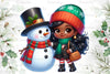 African American Christmas Girl Clipart Bundle 27