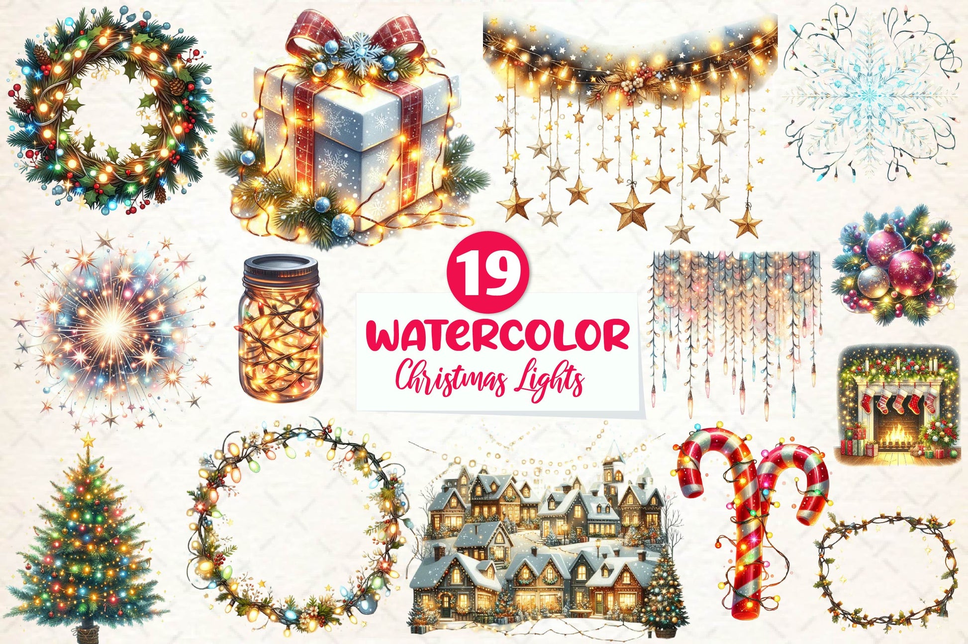 Twinkling Lights Christmas Clipart Bundle - CraftNest - Digital Crafting and Art