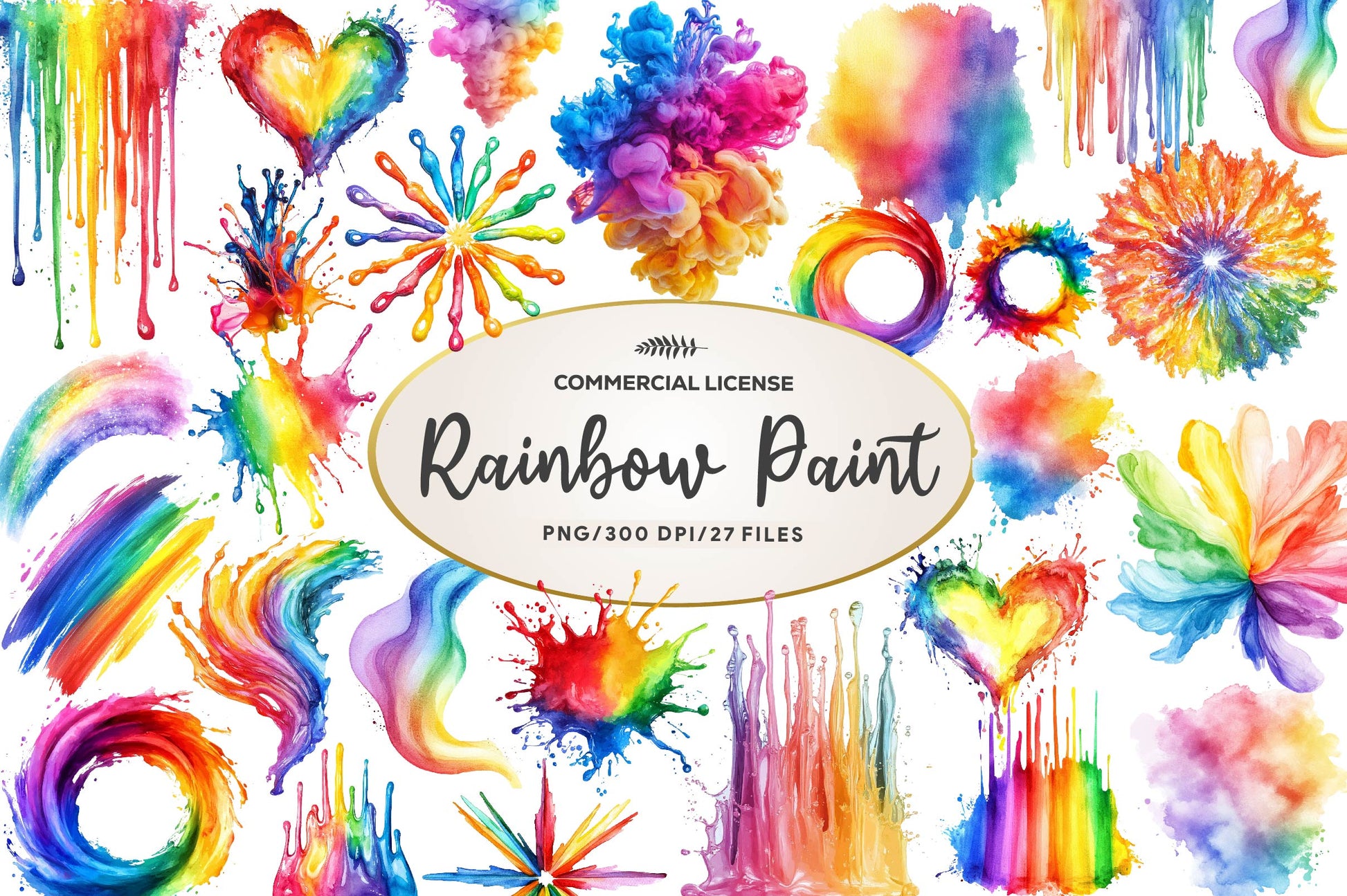 Rainbow Paint Splash Clipart Bundle - CraftNest - Digital Crafting and Art