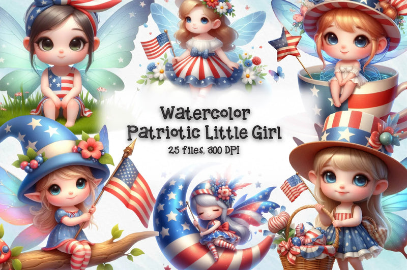 Patriotic Little Girl Clipart Bundle - CraftNest - Digital Crafting and Art