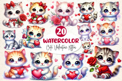 Cute Valentine Kitten Clipart Bundle 2 - CraftNest - Digital Crafting and Art