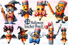 Halloween Teacher Pencil Clipart Bundle - CraftNest - Digital Crafting and Art