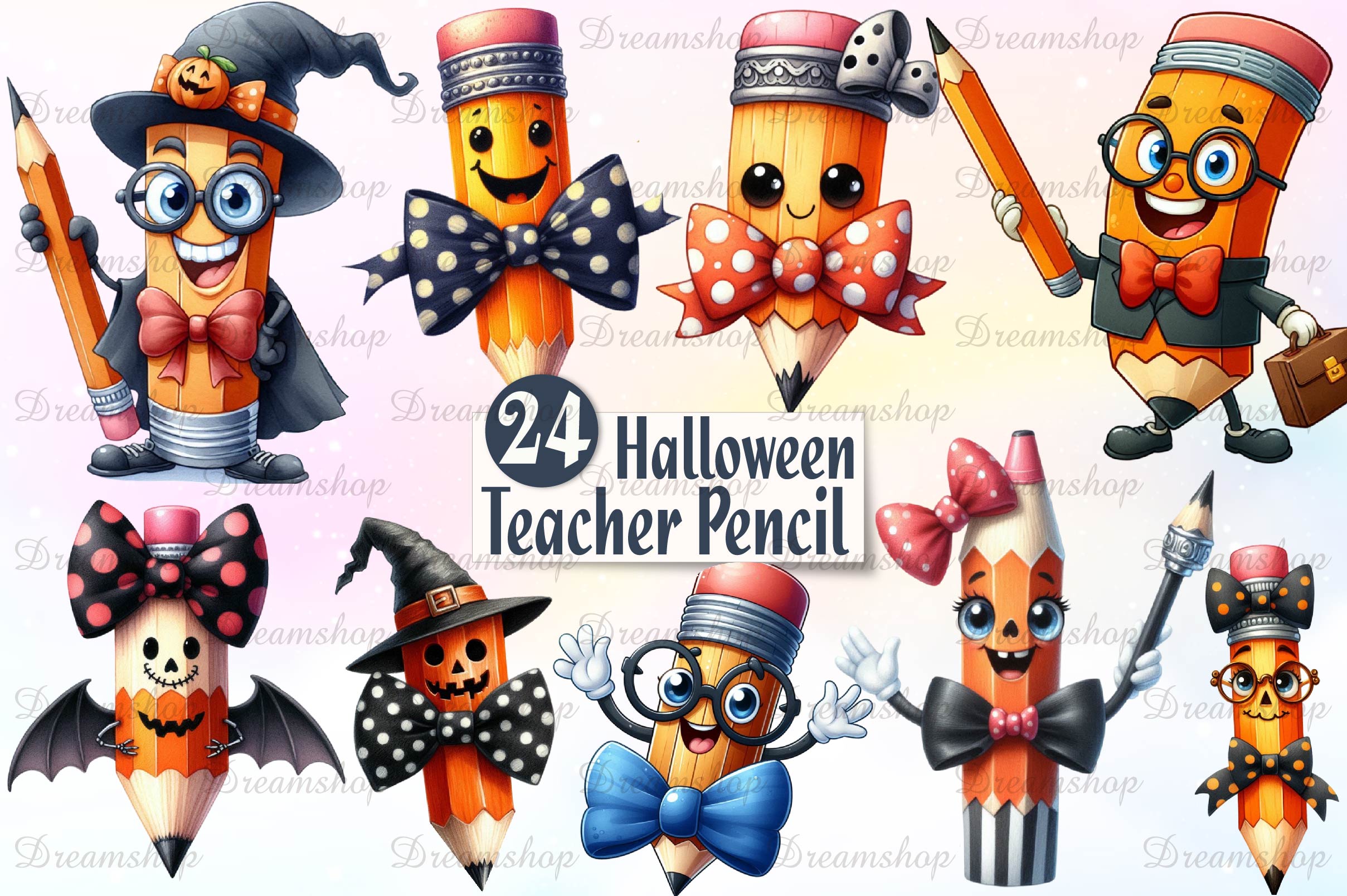 Halloween Teacher Pencil Clipart Bundle - CraftNest - Digital Crafting and Art