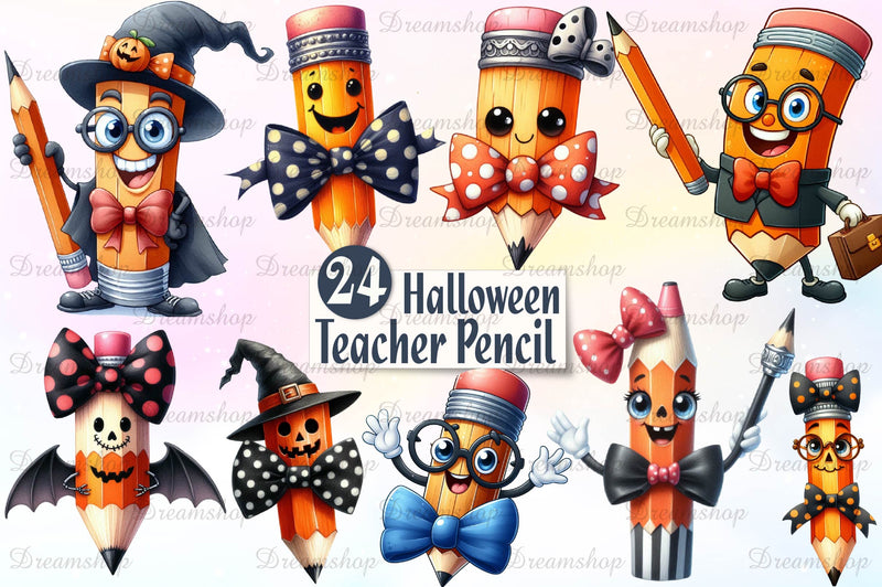 Halloween Teacher Pencil Clipart Bundle - CraftNest - Digital Crafting and Art