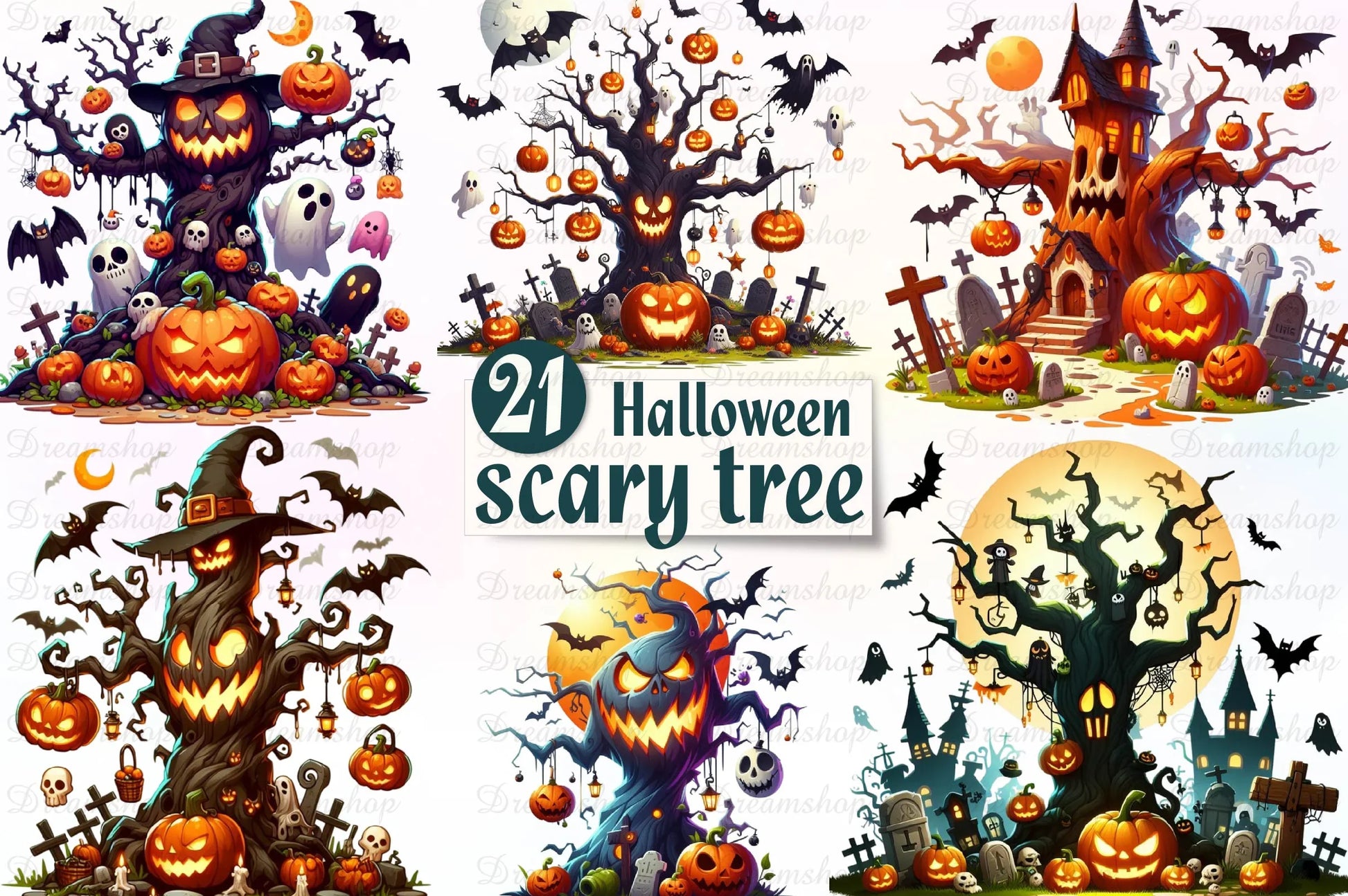 Halloween Scary Tree Clipart Bundle - CraftNest - Digital Crafting and Art